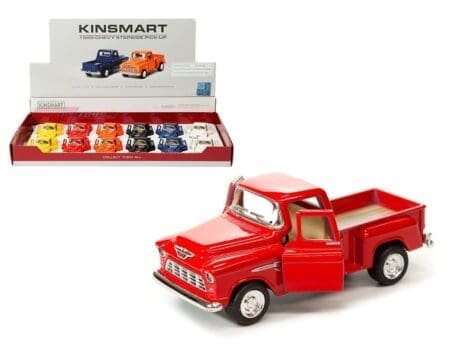 Kinsmart 1:54 1955 Chevrolet Stepside Pickup 3" - 6 Colors - Display Tray Set of 12
