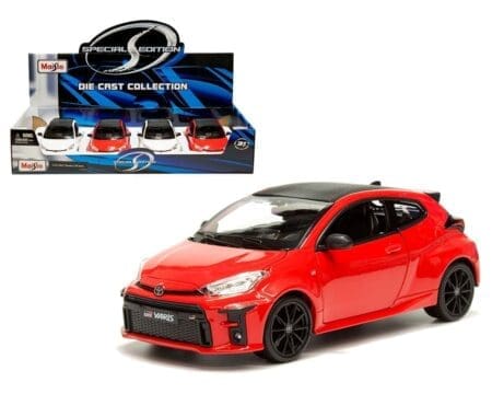 Maisto 1:24 2021 Toyota GR Yaris - Red, White - Special Edition - Display Tray Set of 4
