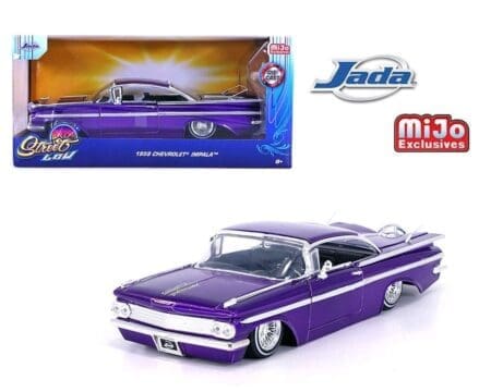Jada 1:24 1959 Chevrolet Impala SS Lowrider Wire Wheels - Candy Purple - Street Low - MiJo Exclusives