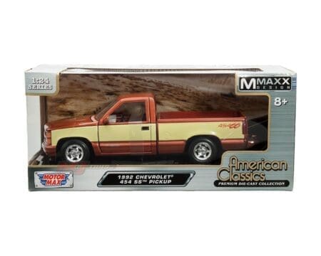Motormax 1:24 1992 Chevrolet 454 SS Pickup - Copper Metallic and Beige - American Classics Mmaxx Design