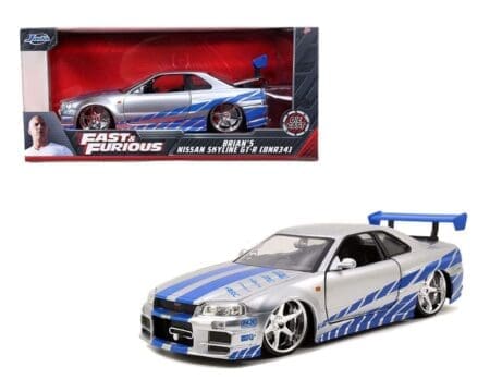 Jada 1:24 Brian's 2002 Nissan Skyline GT-R34 (Silver) - Fast & Furious