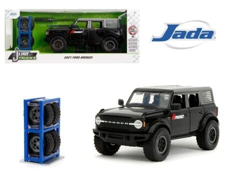 Jada 1:24 2021 Ford Bronco - Black - Just Trucks with Rack and Wheels