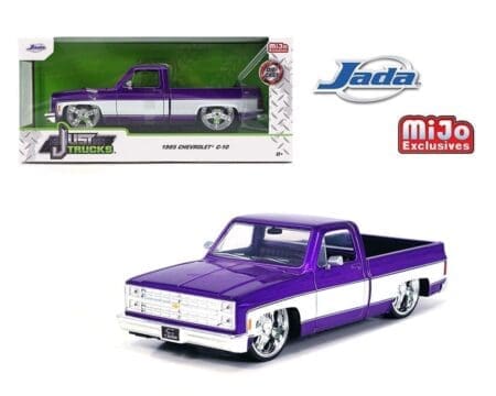 Jada 1:24 1985 Chevrolet C10 Pickup with Lorenzo Wheels - Purple White - Just Trucks - MiJo Exclusives Limited Edition 2,400 Pieces