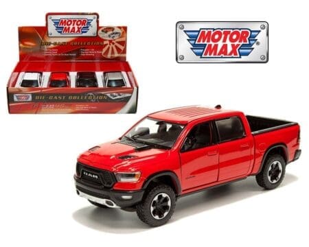 Motormax 1:27 2019 Ram 1500 Crew Cab - 4 Colors - Display Tray Set of 4