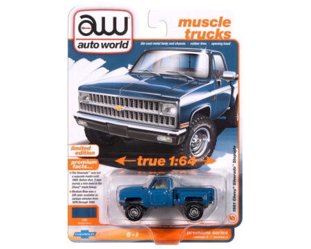 Auto World 1:64 1981 Chevrolet Silverado Stepside 10 4x4 - Medium Blue - Limited Edition