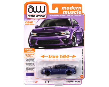 Auto World 1:64 2023 Dodge Charger Swinger R/T Scat Pack - Plum Crazy - Limited Edition
