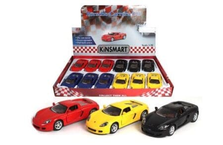 Kinsmart 1:36  Porsche Carrera GT 4.6" - Display Tray Set of 12