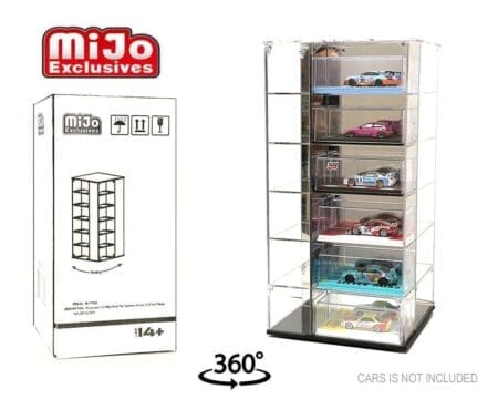 Showcase 1:64 Large 24-Car Display Desk Top Spinner with Mirror (8"x 8"x16.5") - MiJo Exclusives
