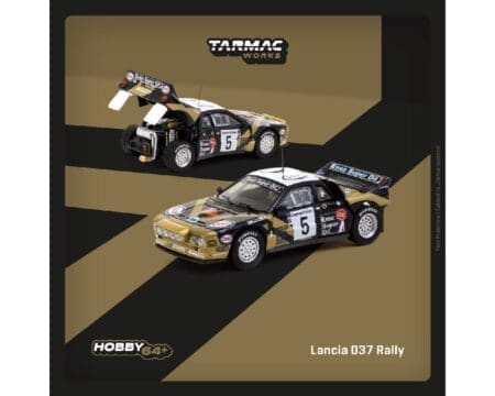 (Preorder) Tarmac Works 1:64 Lancia 037 Rally #5 Rally Catalunya 1985 - Black - Hobby64