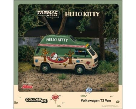 (Preorder) Tarmac Works 1:64 Schuco Volkswagen T3 Camper Van Hello Kitty - Beige Green - Collab64