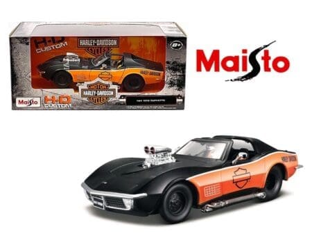 Maisto 1:24 1970 Chevrolet Corvette BlackOrange  - Harley-Davision Custom