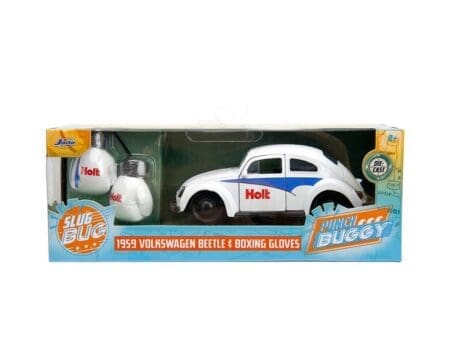 Jada 1:32 1959 Volkswagen Beetle (White) Holt & Boxing Gloves - Punch Buggy Slug Bug