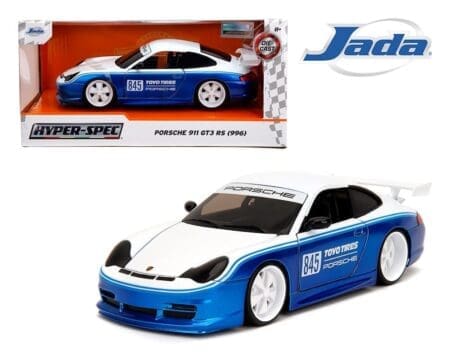 Jada 1:24 Porsche 911 GT3 RS (996) - White/Blue - Hyper-Spec
