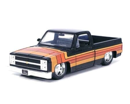 Jada 1:24 1985 Chevrolet C10 Pickup with GM Rally Wheels - Black w/ Stripes - Just Trucks - MiJo Exclusives Limited Edition 2,400 Pieces - Image 2