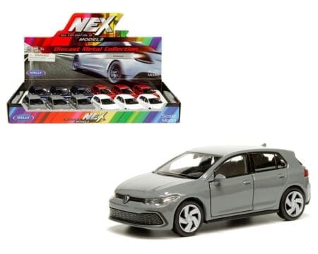 Welly Volkswagen Golf 8 GTI (Blue, Grey, White, Red)(4.75") - Display Tray Set of 12
