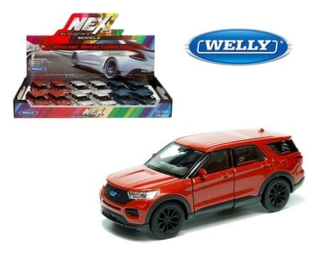 Welly 2023 Ford Explorer 4.75" - Maroon, Silver, Teal - Display Tray Set of 12