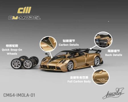 CM Model 1:64 Pagani Imola Full Carbon - Gold - Limited Edition