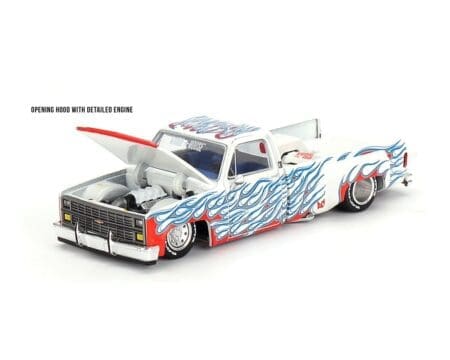 (Preorder) Kaido House x Mini GT 1:64 Chevrolet Silverado Dually on Fire V2 - White Flames - Image 4