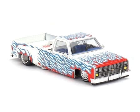 (Preorder) Kaido House x Mini GT 1:64 Chevrolet Silverado Dually on Fire V2 - White Flames - Image 2
