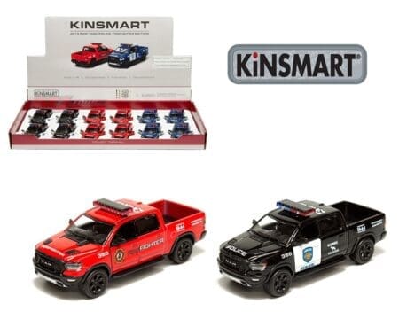 Kinsmart 1:78 2019 Ram 1500 Police/Firefighter Edition - 3 Colors - Display Tray Set of 12