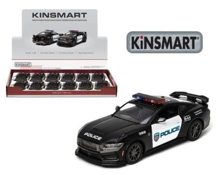 Kinsmart 1:38 2024 Ford Mustang Dark Horse Police Edition (KT5455DP) - Display Tray Set of 12