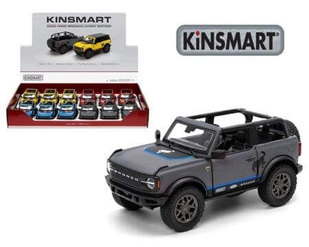 Kinsmart 1:34 2022 Ford Bronco Livery Edition with Open Top (KT5438DFA) - 4 Colors - Display Tray Set of 12