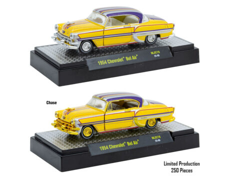 M2 Machines 1:64 1954 Chevrolet Bel Air Lowriders Limited Edition - Metallic Yellow - Mijo Exclusives - Image 2