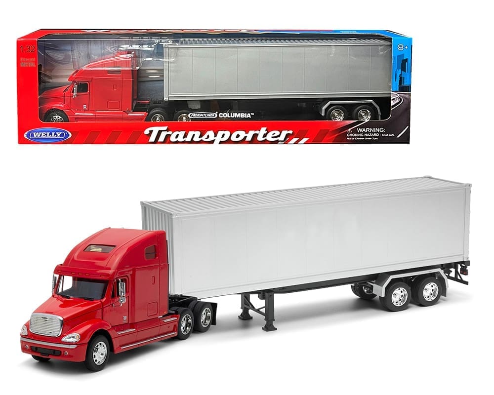 Welly 1:32 Freightliner Columbia Container (Red-Silver