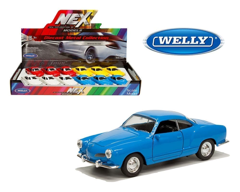 Welly 4.75 Volkswagen Karmann Ghia Coupe 4 Colors Display Tray Set of 12 M J Toys Inc. Die Cast Distribution Specializing in Die cast Collectibles Since 1987