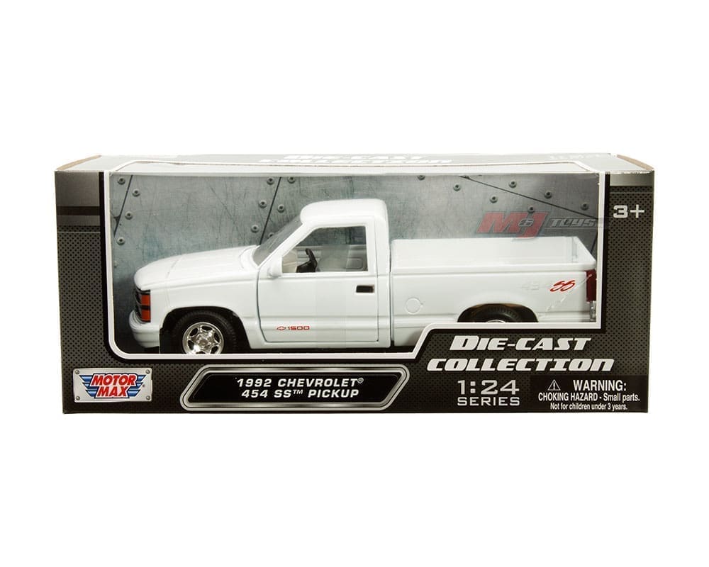 モーターマックス TL 1/24 '92 C-1500 454SS WHITE Motormax 1:24 1992 Chevrolet 454 SS Pickup - White - M & J