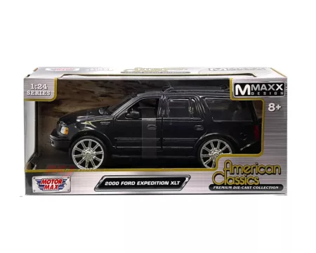 Motormax 1:24 2000 Ford Expedition with Custom Wheels - Black - American Classics Mmaxx Design