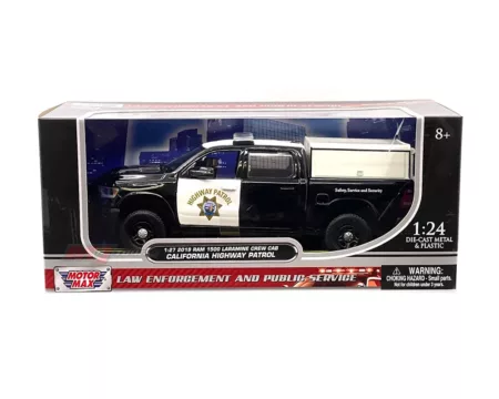 Motormax 1:27 2019 RAM 1500 Laramine Crew Cab - California Highway Patrol - Black - Law Enforcement and Public Service