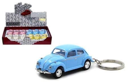 Kinsmart 1:64 1967 Volkswagen Classical Beetle Keychain in Pastel Colors 2"   -Display Tray Set of 12