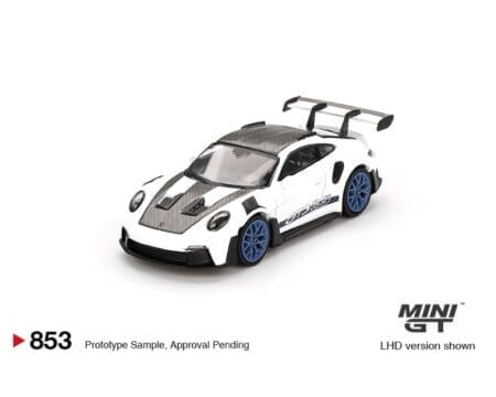 (Preorder) Mini GT 1:64 Porsche 911 (992) GT3 RS Weissach Package - White with Indigo Blue - Image 2