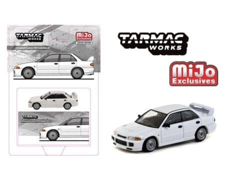 Tarmac Works 1:64 Mitsubishi Lancer RS Evolution III - White - MiJo Exclusives