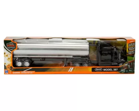 New Ray 1:43 Peterbilt Model 387 Tanker (Black/Chrome) -Long Haul Truckers