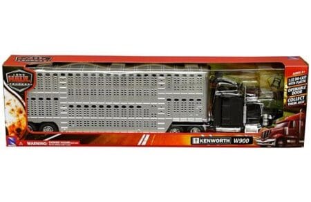 New Ray 1:32 Kenworth W900 Pot Belly Livestock Chrome - Long Haul Truckers