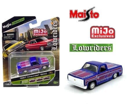 Maisto 1:64 1987 Chevrolet 1500 Lowriders - Metallic Blue - Design Lowriders - MiJo Exclusives Limited Edition 3,600 Pieces