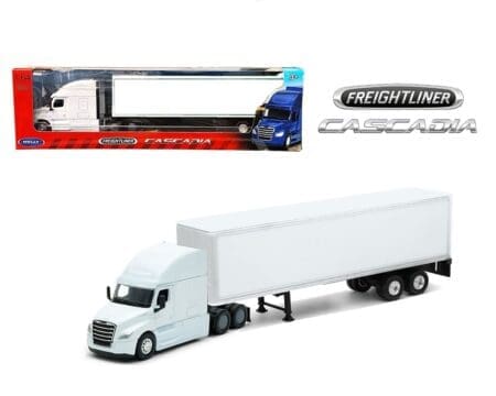 Welly 1:64 Freightliner Cascadia Tractor Trailer - Plain White - Transporter