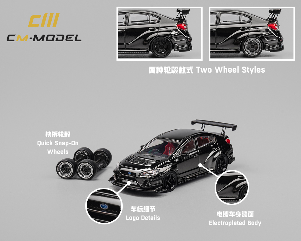 CM Model 1:64 Subaru WRX Varis WideBody 2.0 - Chrome Black