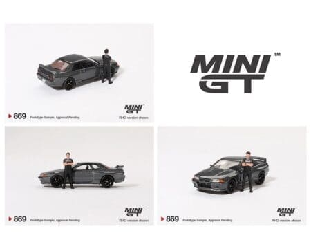 (Preorder) Mini GT 1:64 Nissan Skyline GT-R (R32) Nismo Gunmetal W/ Matsuda Figure - Tsugio Matsuda Collection