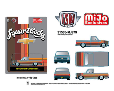 M2 Machines 1:64 1978 Chevrolet C10 Silverado Squarebody Pickup Truck - Cool Grey - MiJo Exclusives Limited Edition