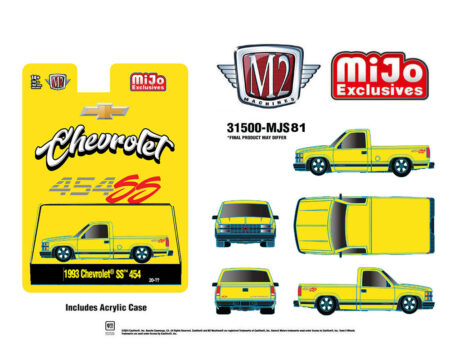 (Preorder) M2 Machines 1:64 1993 Chevrolet SS 454 Pickup Truck - Yellow - MiJo Exclusives Limited Edition