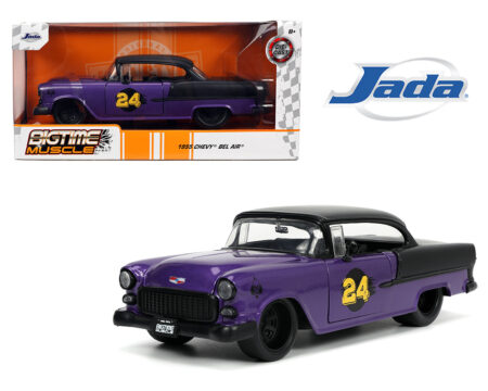 Jada 1:24 1955 Chevrolet Bel Air - Purple Metallic and Matte Black - Bigtime Muscle
