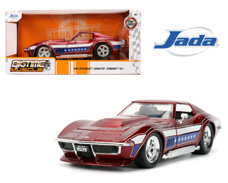 Jada 1:24 1969 Chevrolet Corvette Stingray ZL1 - Candy Red with Stars and Stripes - Bigtime Muscle