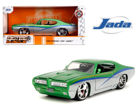 Jada 1:24 1969 Pontiac GTO Judge - Green Silver Two-Tone with Stripes - Bigtime Muscle