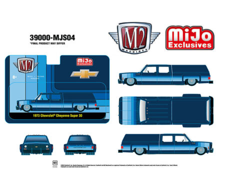 (Preorder) M2 Machines 1:64 1973 Chevrolet Cheyenne Super 30 Dually with Camper Shell - Blue - MiJo Exclusives Limited Edition