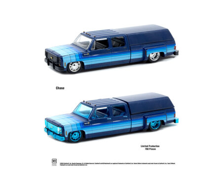 M2 Machines 1:64 1973 Chevrolet Cheyenne Super 30 Dually with Camper Shell - Blue - MiJo Exclusives Limited Edition - Image 2