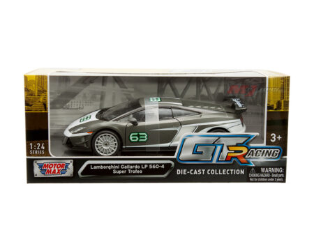 Motormax 1:24 Lamborghini Gallardo LP 560-4 Super Trofeo - Grey Metallic with White - GT Racing