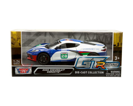Motormax 1:24 2020 Chevrolet Corvette - White and Blue - GT Racing